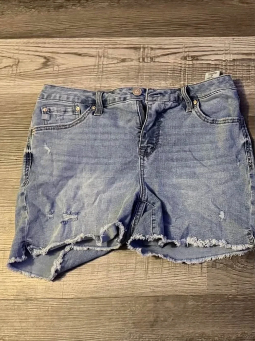 Seven7 Light Blue Distressed Denim Shorts